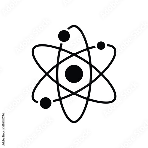 Atomic Structure Model Diagram of Nucleus, Electrons and Orbits
