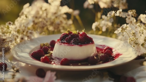 Creamy Panna Cotta with Raspberry Coulis, Summer Dessert