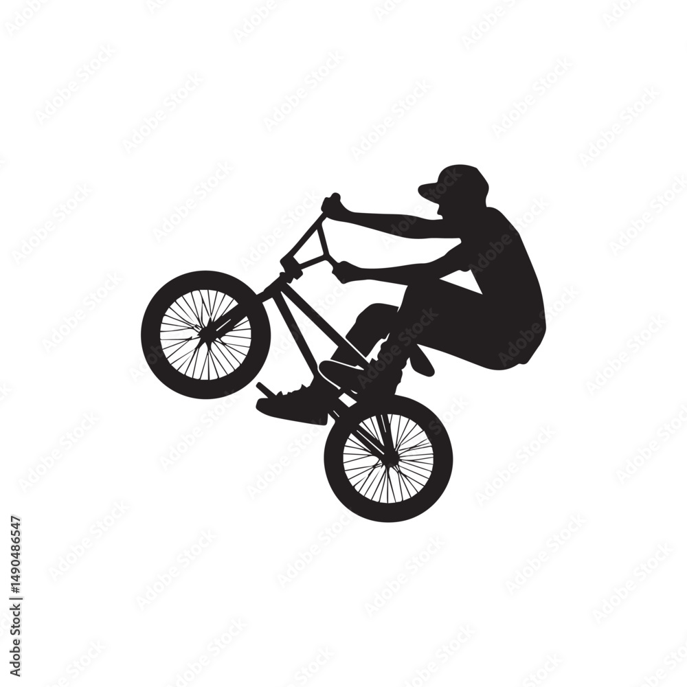 Fototapeta premium silhouette of a person playing bmx, editable vector image