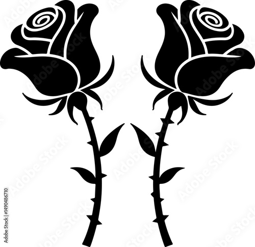 Black Rose Silhouette Art vector