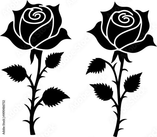 Black Rose Silhouette Art vector