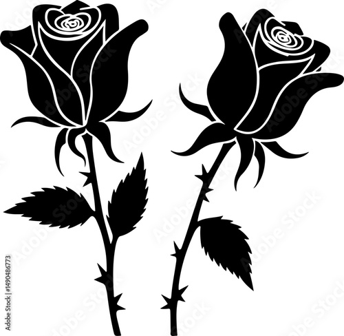 Black Rose Silhouette Art vector