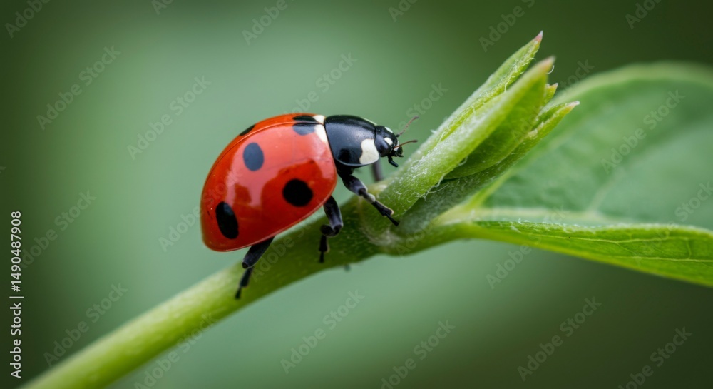 Naklejka premium Ladybug on a leaf (1)