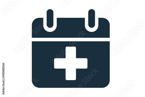 Calendar Icon Representing Healthcare Scheduling with Medical Cross Symbol