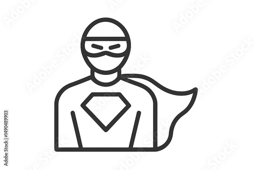 Vector illustration of a superhero in a dynamic pose with a cape, showcasing strength and bravery in a minimalist style