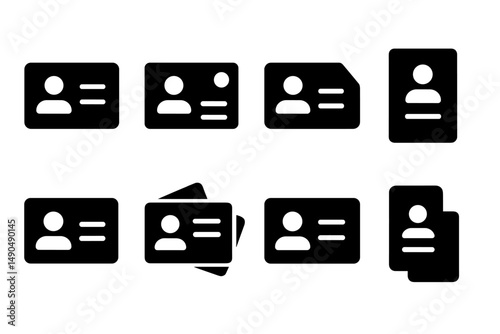 Various designs of vector identification cards with different shapes and layouts suitable for multiple uses