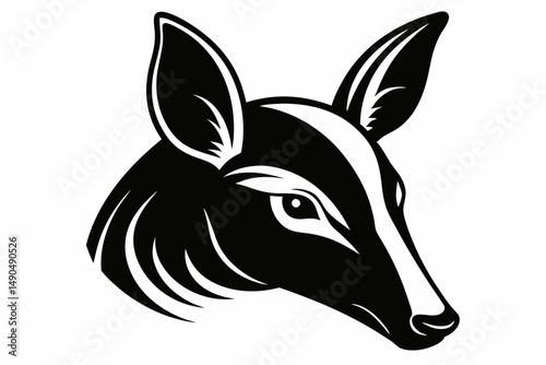 aardvark head silhouette line art vector illustration with a white background