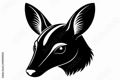 aardvark head silhouette line art vector illustration with a white background