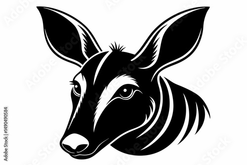 aardvark head silhouette line art vector illustration with a white background