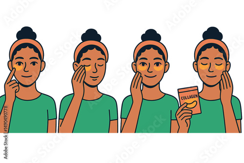 Step-by-step guide for applying collagen eye patches in a skincare routine at home