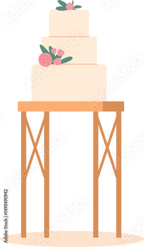 Wedding cake on table vector illustration
