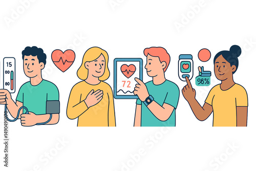 Health monitoring in a community setting with diverse individuals engaging in wellness activities