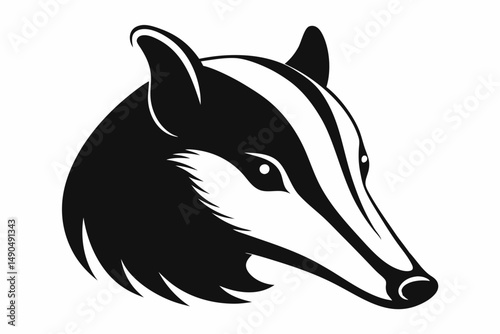 armadillo head silhouette line art vector illustration with a white background