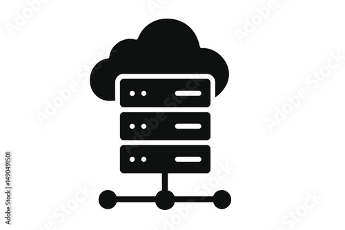 Vector illustration of cloud server storage with connected data network in a modern digital environment