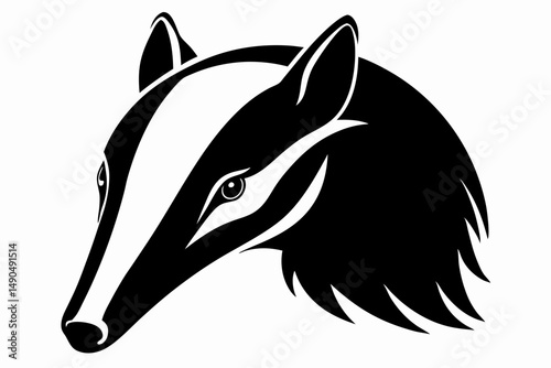 armadillo head silhouette line art vector illustration with a white background
