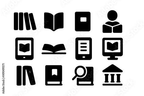 Vector illustration showcasing various learning and reading materials in a minimalist style for educational purposes