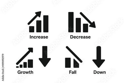 Vector illustration depicting growth and decline indicators for data analysis and visualization