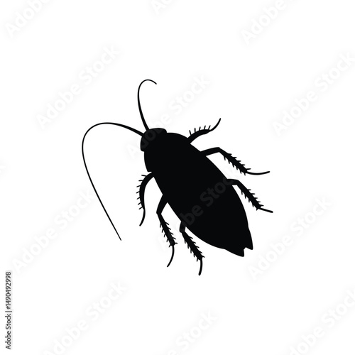 Black Cockroach Silhouette, Pest Control, Bug Insect and Blatte Icon