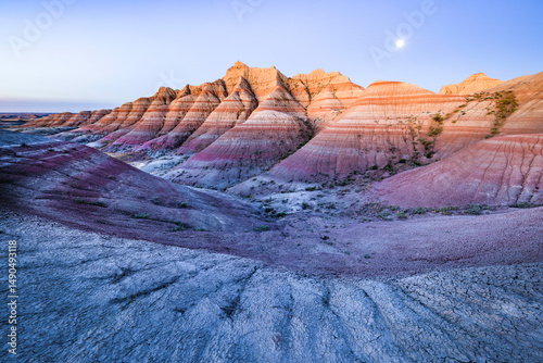Moonset in Badlands National Park