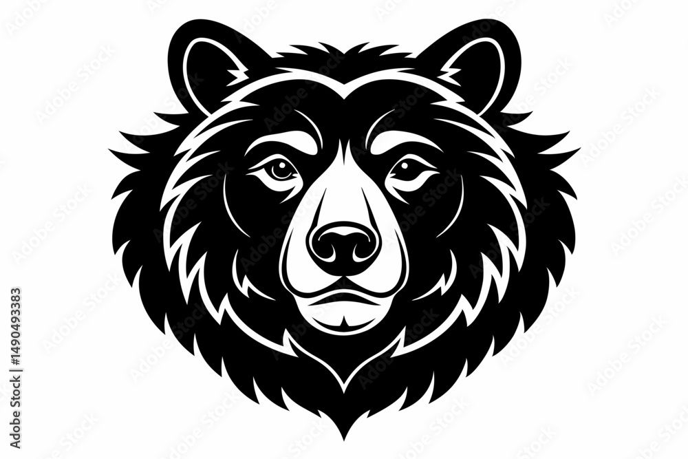 Fototapeta premium bear head silhouette line art vector illustration with a white background