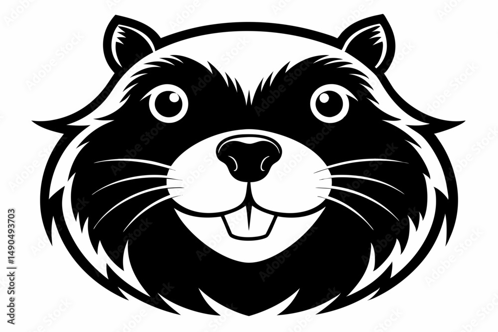 Obraz premium beaver head silhouette line art vector illustration with a white background