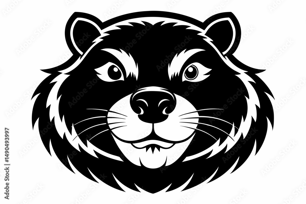 Obraz premium beaver head silhouette line art vector illustration with a white background