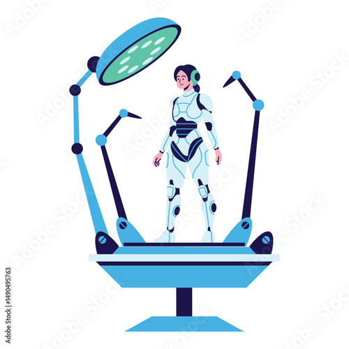 set of an Artificial Intelligence Humanoid Robot Essentials Illustration