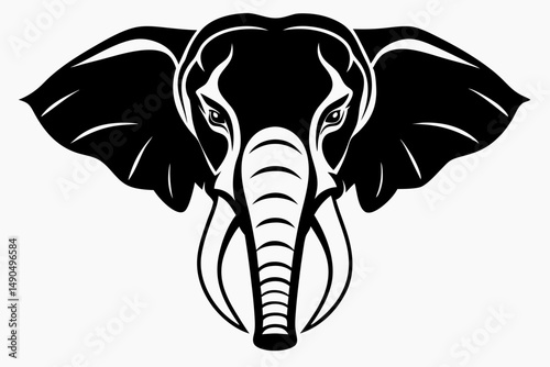 elephant head silhouette line art vector illustration with a white background