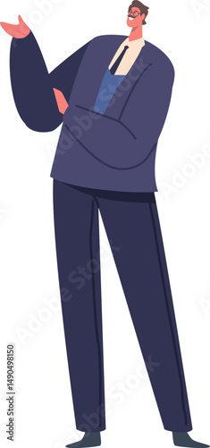 Elegant man character talking gesturing