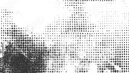monochrome grunge texture featuring abstract dust elements and vintage halftone vector ink print background suitable for retro style designs and applications
