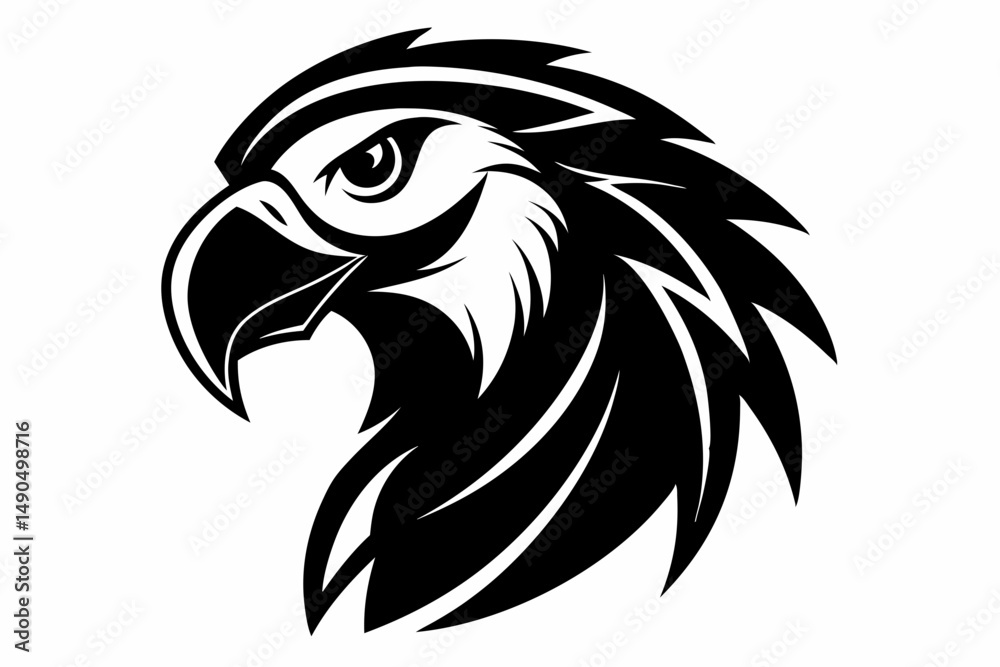 Fototapeta premium macaw head silhouette line art vector illustration with a white background