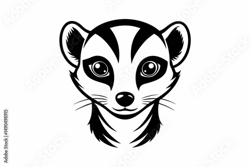 meerkat head silhouette line art vector illustration with a white background