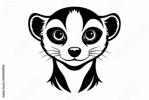 meerkat head silhouette line art vector illustration with a white background