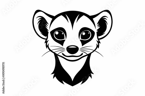 meerkat head silhouette line art vector illustration with a white background