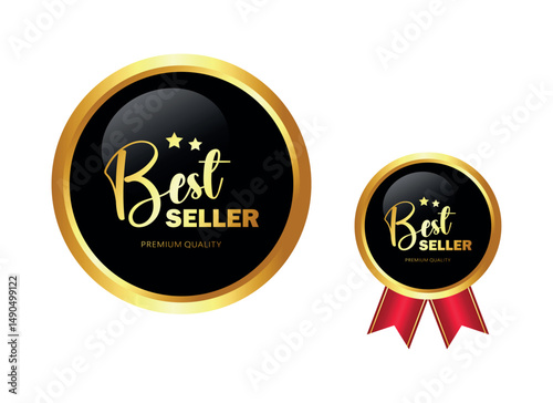 Set of golden best seller label for business purpose