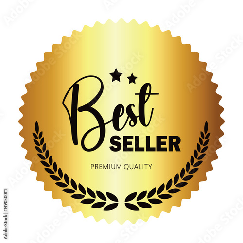 Golden best seller label for business purpose