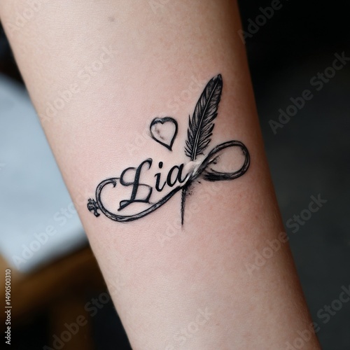 Close-up of an Arm Tattoo Featuring the Name 