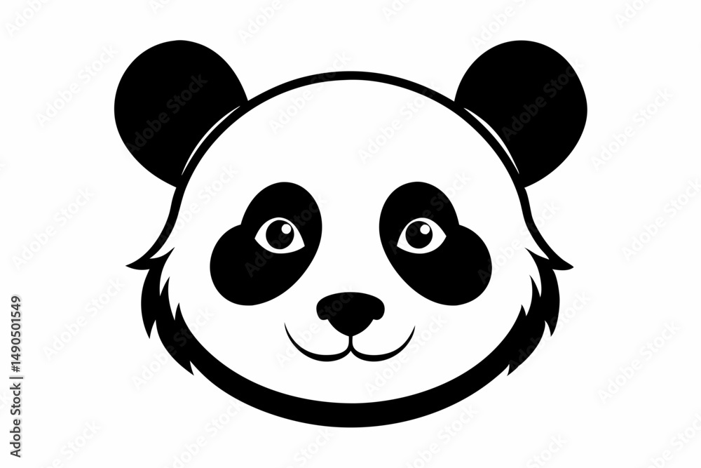Fototapeta premium panda head silhouette line art vector illustration with a white background