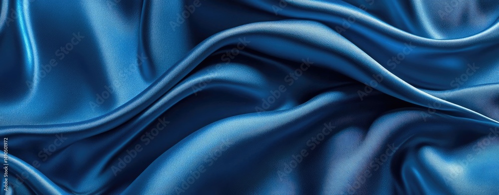 Obraz premium Deep blue satin fabric drapes elegantly