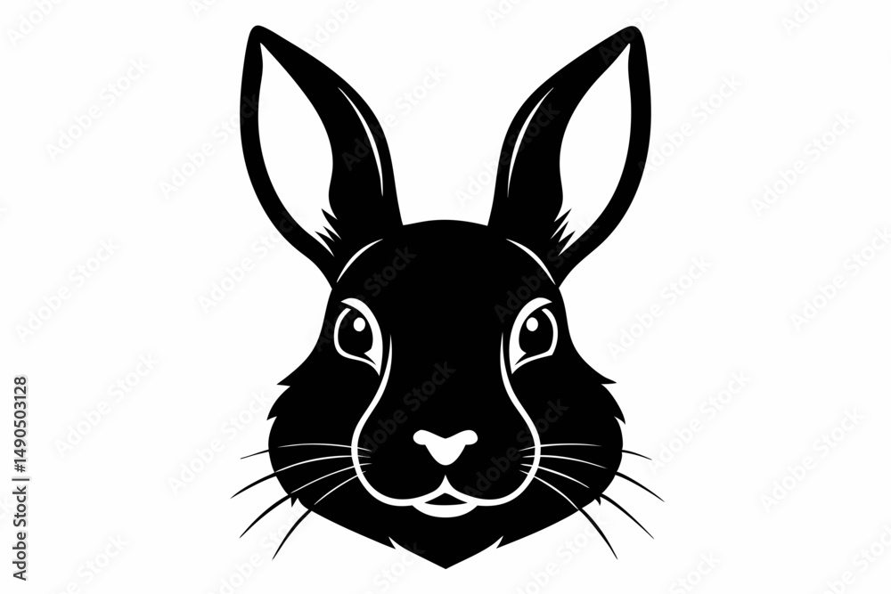 Fototapeta premium rabbit head silhouette line art vector illustration with a white background