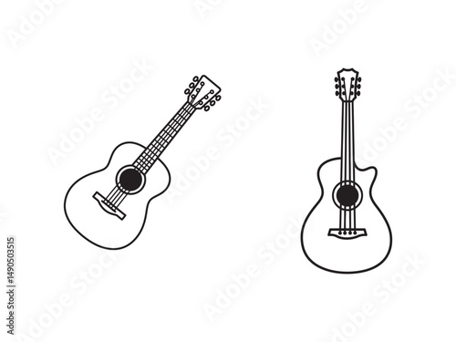 Acoustic guitar musical instrument flat vector icon for music apps and websites