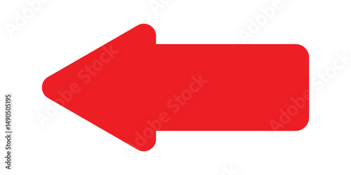 Abstract red arrow icon. Arrow pointing to the left. Red arrow vector illustration.