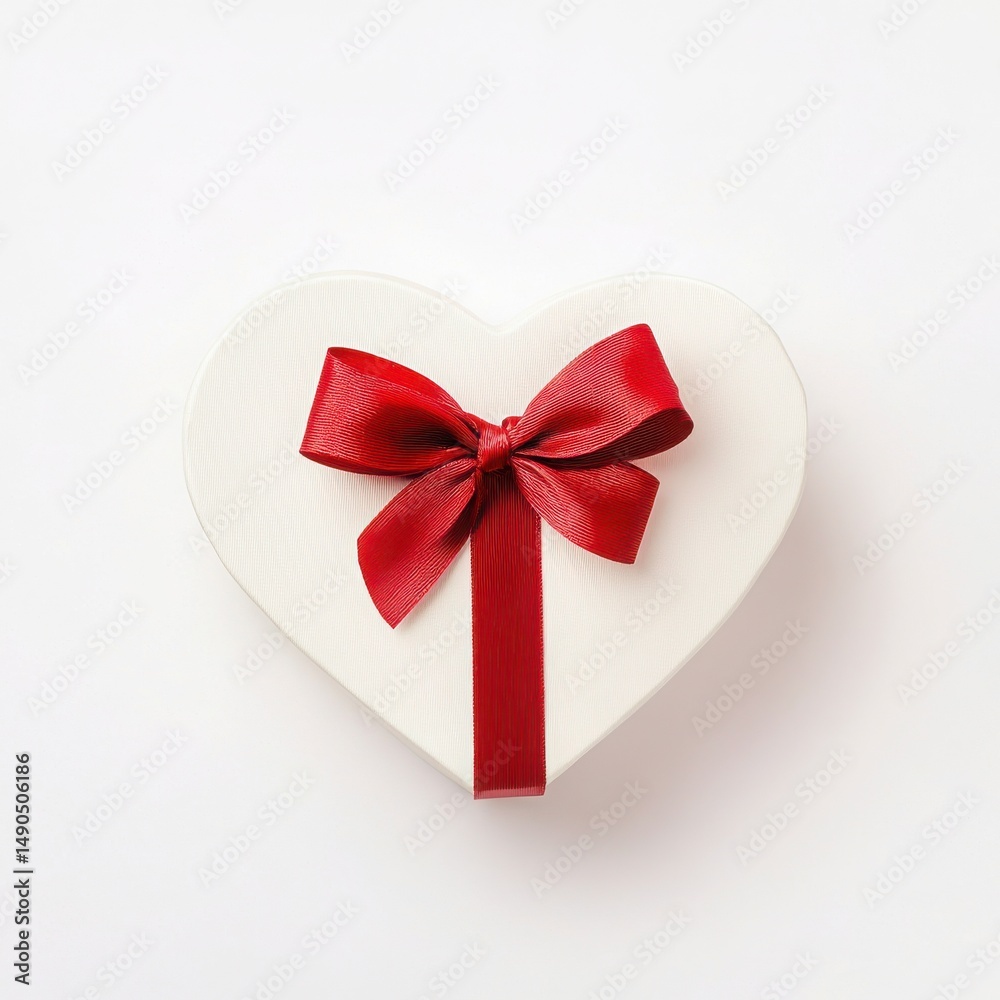 Heart Shaped Gift Box With Red Ribbon Bow Heart Shaped Gift Box With Red Ribbon Bow