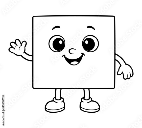 Cute Square Geometric Shape Character for Early Childhood Education, Fun Learning Activity for Kids