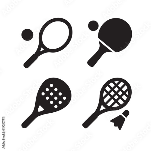 Racket Sports Line Icons Set