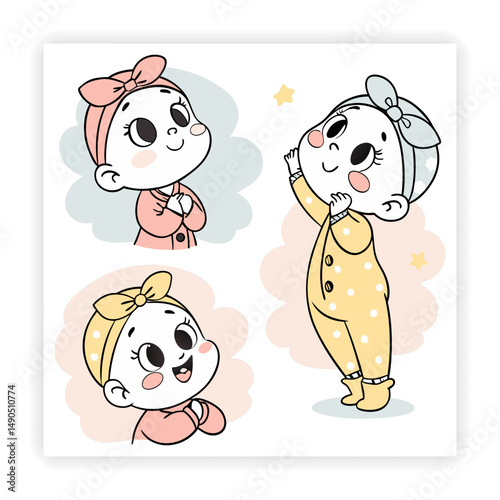 Playful Kids Doodles Baby Icons, Toys, and Scribbles