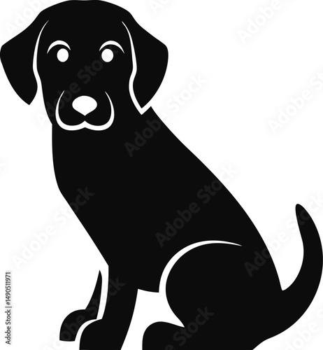 Black Labrador Dog Silhouette Vector Illustration