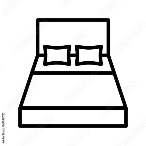 Bed icon illustrating a sleeping place for home, hotel, or room design