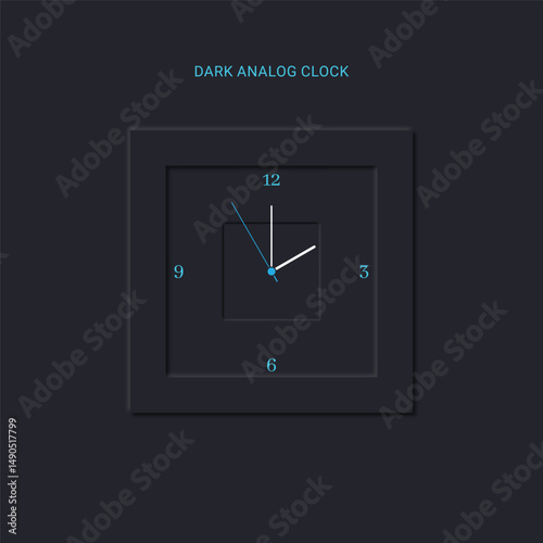 Dark Analog clock UI Neumorphism