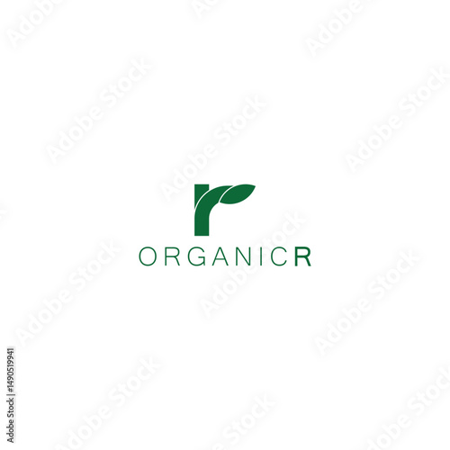 R letter logo with green leaves.Vector design template elements for your eco application or corporate identity.